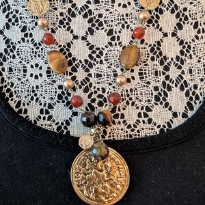 Elegant Gold and Brown Beaded Necklace